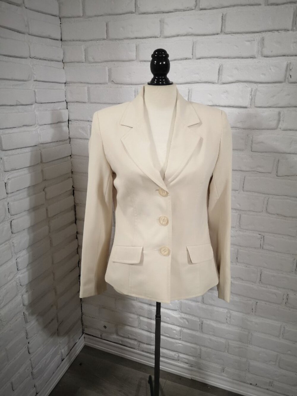 Beechers Brook Ladies Size 8 Cream Lightweight Lined Blazer Office Summer